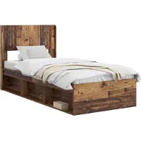 vidaXL Sommier avec rangement et tête de lit en bois recyclé 75 x 190 cm