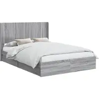 vidaXL Sommier avec rangement et tête de lit, gris Sonoma, 150 x 200 cm