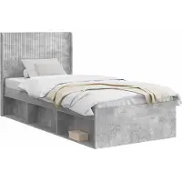 vidaXL Sommier avec rangement et tête de lit, gris béton, 75 x 190 cm