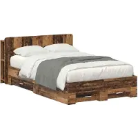 vidaXL Cadre de lit avec espace de rangement Vieux bois 120 x 190 cm Bois composite