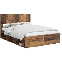vidaXL Sommier avec rangement et tête de lit en bois recyclé 120 x 200 cm