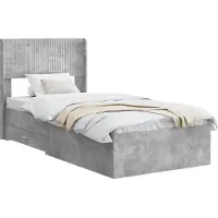 vidaXL Sommier avec rangement et tête de lit, gris béton, 75 x 190 cm