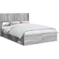 vidaXL Sommier avec rangement et tête de lit, gris Sonoma, 120 x 190 cm