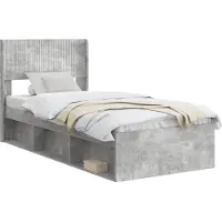 vidaXL Sommier avec rangement et tête de lit, gris béton, 75 x 190 cm