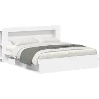 vidaXL Cadre de lit avec espace de rangement Blanc 180 x 200 cm Bois composite
