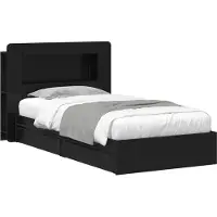 vidaXL Sommier avec rangement Noir 90 x 190 cm Panneau de particules