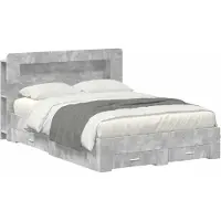 vidaXL Cadre de lit avec espace de rangement gris béton 160 x 200 cm Bois composite