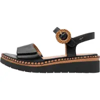 Tamaris Sandales Cuir Compensé Comfort - Noir
