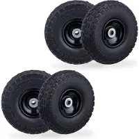 Relaxdays , jeu de 4 roues pour diable, pneus en caoutchouc plein anti-crevaison, 4.10/3.50-4", jante en acier, charge max. 150 kg, 260 x 85 mm, noir