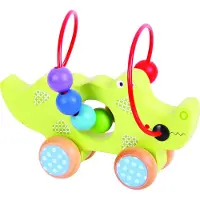 Bigjigs Figurine en bois à pousser « Crocodile » avec spirale à perles de