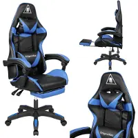 Krüger&Matz KM0790 Fauteuil de jeu avec repose-pieds GX-150, noir et bleu