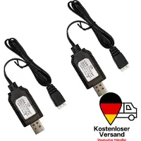 MMOBIEL 2x Câble de charge USB avec indicateur LED Pour accus LiPo 800mAh 2S 7,4 V pour drones RC
