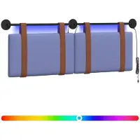 vidaXL Tête de lit suspendue avec éclairage LED, bleu jean,Polyuréthaneaspect vieilli