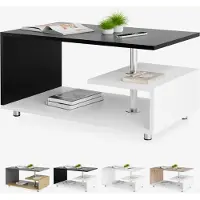 Casaria Table basse Orlando blanc/noir 95x55x50cm