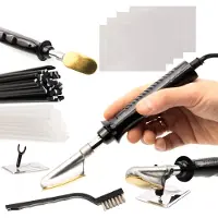 Rosfix Kit de Soudage Plastique 230 mm – Fer Lisse avec 4 Grilles en Acier Inoxydable 20 x 15 cm, Baguettes de Soudage PP