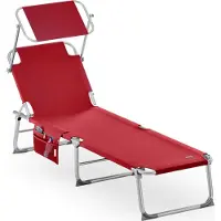 Casaria Transat de jardin Ibiza rouge en aluminium réglable