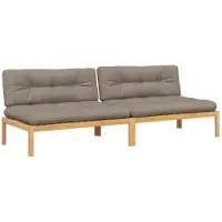 vidaXL Canapés centraux de jardin en palettes 2 pièces avec coussins en bois d'acacia