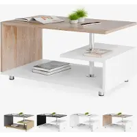 Casaria Table basse Orlando blanc/chêne 95x55x50cm