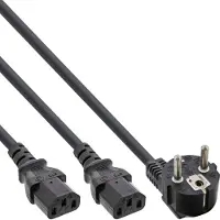 Intos 16653 Netz-Y-Kabel, 1x Schutzkontaktstecker zu 2x Kaltgerätestecker, 1,8m