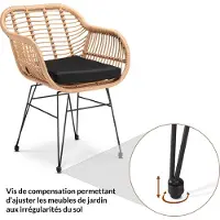 Casaria Lot de 2 chaises en osier bambou/polyrotin