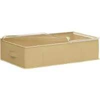 vidaXL Boîte de rangement avec fenêtre transparente sur le dessus, en tissu non tissé crème