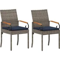 vidaXL : 2 chaises de jardin, gris et bleu marine, en polyrotin et en acacia