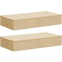 vidaXL Boîtes de rangement, lot de 2, en tissu non tissé, 90 x 48 x 15 cm, 64,8 L, couleur crème