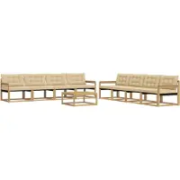 vidaXL Ensemble de canapés d'extérieur , 9 pièces, blanc et beige, 79 x 79 x 37 cm