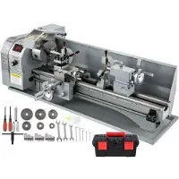 Vevor Tour à Métaux de Précision 1100W 220 x 750 mm Mini Tour à Bois à Vitesse Variable 50-2250±10% tr/min Tour Électronique Professionnel Tour Réglable en Métal pour Tournage Perçage Filetage Coupe