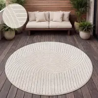 Paco Home Tapis d'extérieur Résistant aux intempéries Balcon Salon Scandinave Boho Unicolore Taille 120 cm Rond