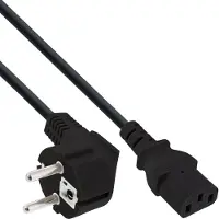 InLine 16649 Netzkabel, Schutzkontakt gewinkelt auf Kaltgerätestecker C13, 3m