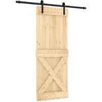 vidaXL Porte coulissante , finition naturelle et noire, 80 x 210 cm, pin massif