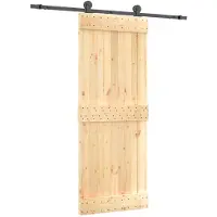 vidaXL Porte coulissante , finition naturelle et noire, 80 x 210 cm, pin massif