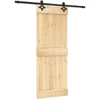 vidaXL Porte coulissante , finition naturelle et noire, 80 x 210 cm, pin massif