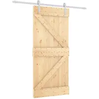 vidaXL Porte coulissante , finition naturelle et blanche, 95 x 210 cm, pin massif