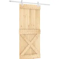 vidaXL Porte coulissante , finition naturelle et blanche, 90 x 210 cm, pin massif