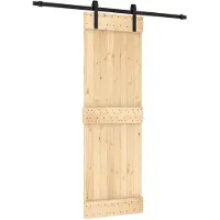 vidaXL Porte coulissante , finition naturelle et noire, 70 x 210 cm, pin massif