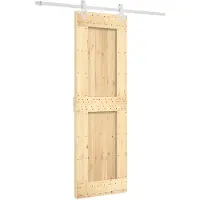 vidaXL Porte coulissante , finition naturelle et blanche, 70 x 210 cm, pin massif