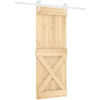 vidaXL Porte coulissante , finition naturelle et blanche, 80 x 210 cm, pin massif