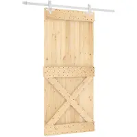 vidaXL Porte coulissante , finition naturelle et blanche, 95 x 210 cm, pin massif