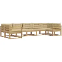 vidaXL Ensemble de canapés d'extérieur avec coussins, 7 pièces, blanc et beige