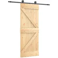 vidaXL Porte coulissante , finition naturelle et noire, 70 x 210 cm, pin massif