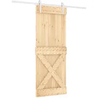 vidaXL Porte coulissante , finition naturelle et blanche, 80 x 210 cm, pin massif