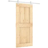 vidaXL Porte coulissante , finition naturelle et blanche, 90 x 210 cm, pin massif