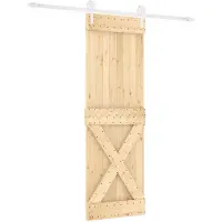vidaXL Porte coulissante , finition naturelle et blanche, 80 x 210 cm, en pin massif