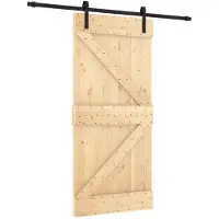 vidaXL Porte coulissante , finition naturelle et noire, 95 x 210 cm, pin massif