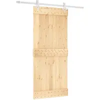 vidaXL Porte coulissante , finition naturelle et blanche, 90 x 210 cm, pin massif