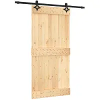 vidaXL Porte coulissante , finition naturelle et noire, 100 x 210 cm, pin massif