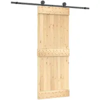 vidaXL Porte coulissante , finition naturelle et noire, 80 x 210 cm, pin massif