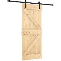 vidaXL Porte coulissante , finition naturelle et noire, 85 x 210 cm, pin massif